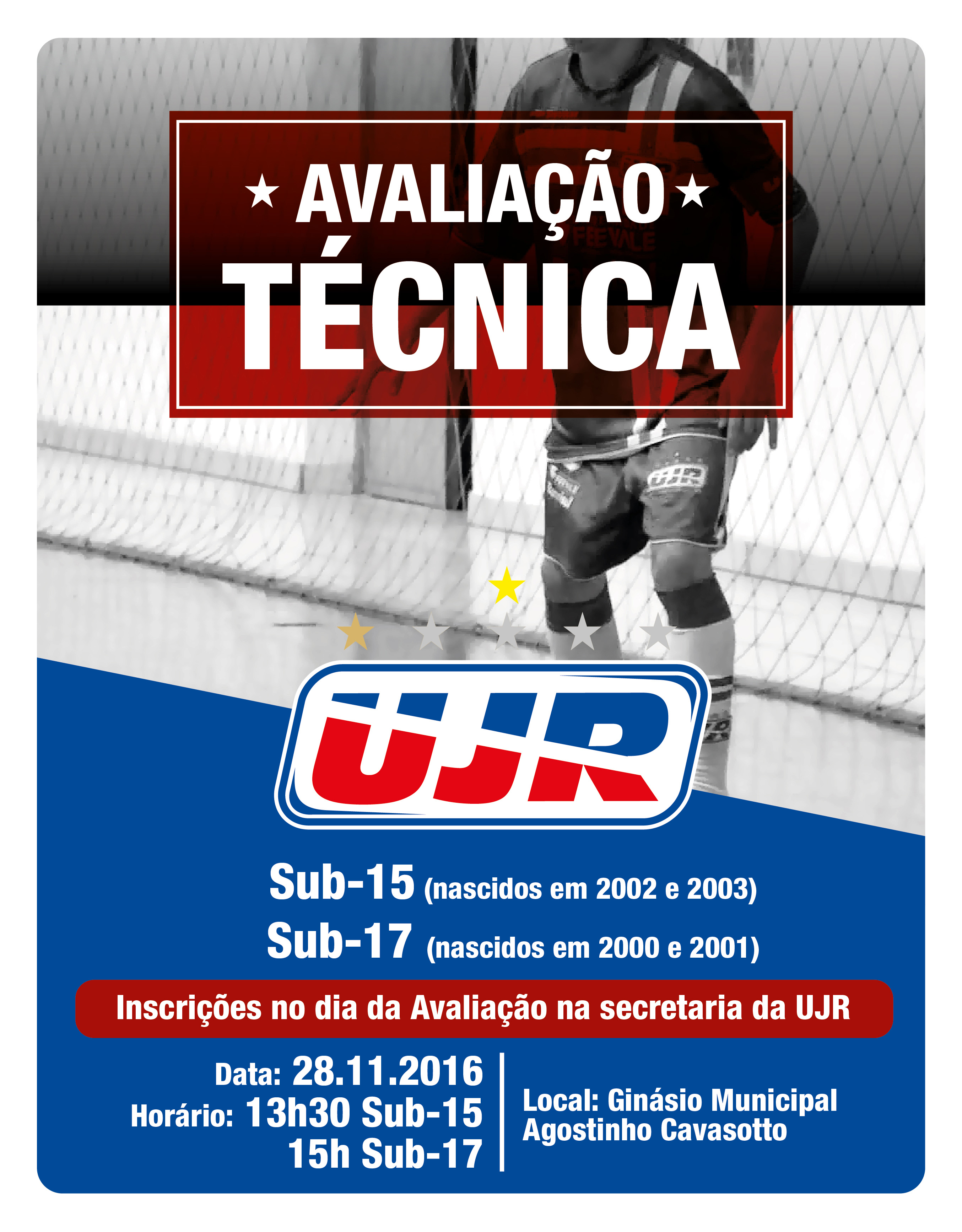 UJR/Feevale/Banrisul promove avaliações técnica para as categorias Sub-15 e Sub-17 na próxima segunda-feira