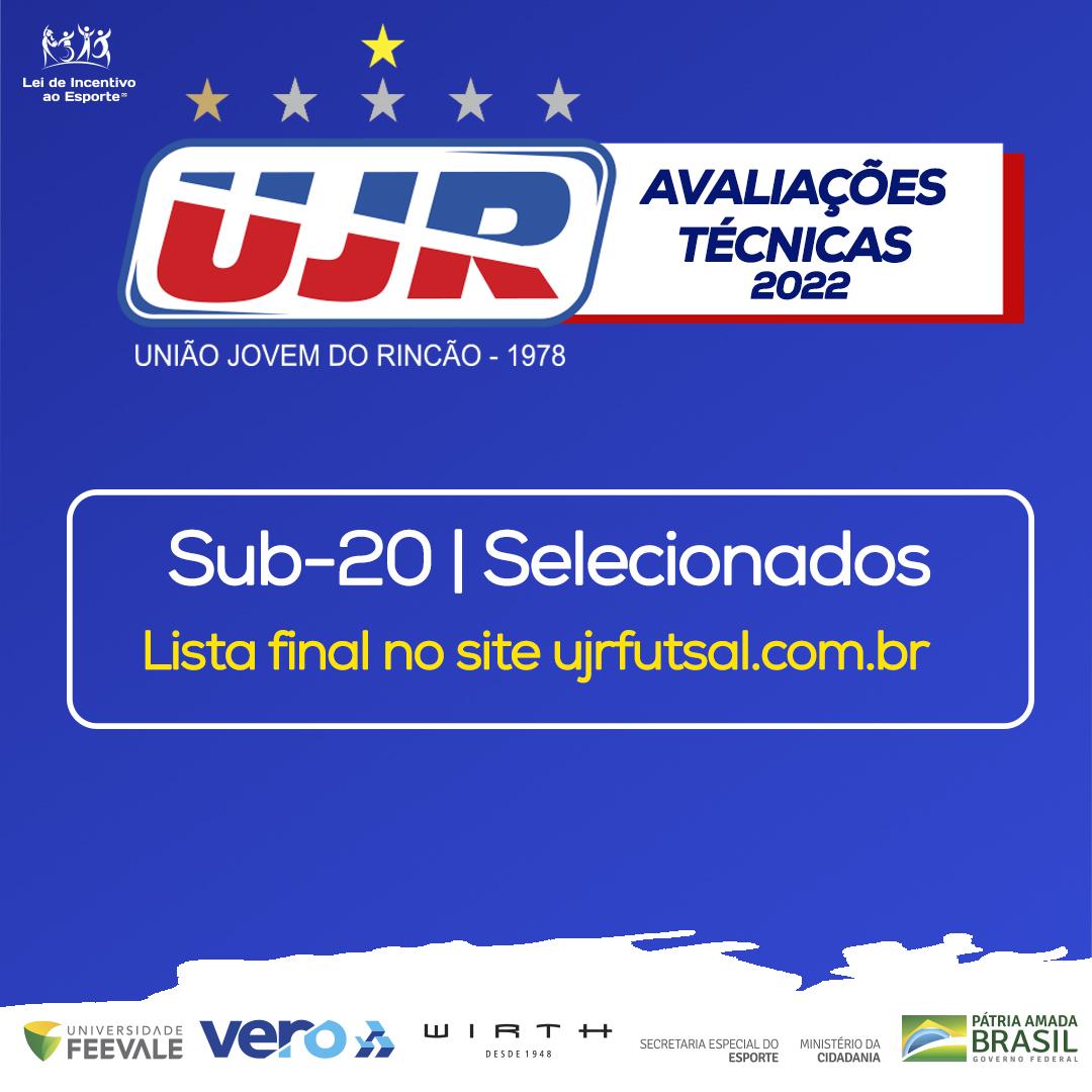 Atletas selecionados para integrar o plantel Sub-20 em 2022